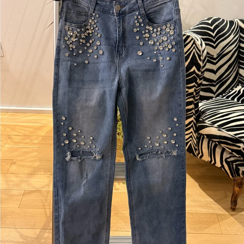 Hot & Delicious Embellished Blue Denim Jeans - Picture 7 of 7